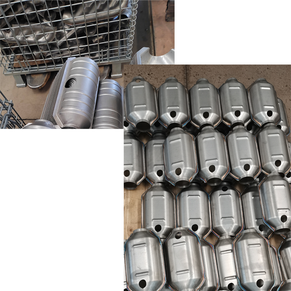 Stamping process of catalytic converters